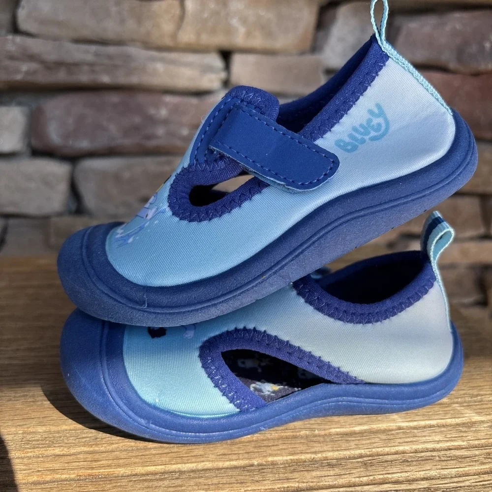 Bluey Ground Up Boys Toddler Sz 5-6 Blue Aqua  Water Shoes Foam